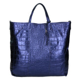 Borsa a mano da donna Vera pelle stampata coccodrillo MYB-7043-SS-BLU My Best Bag