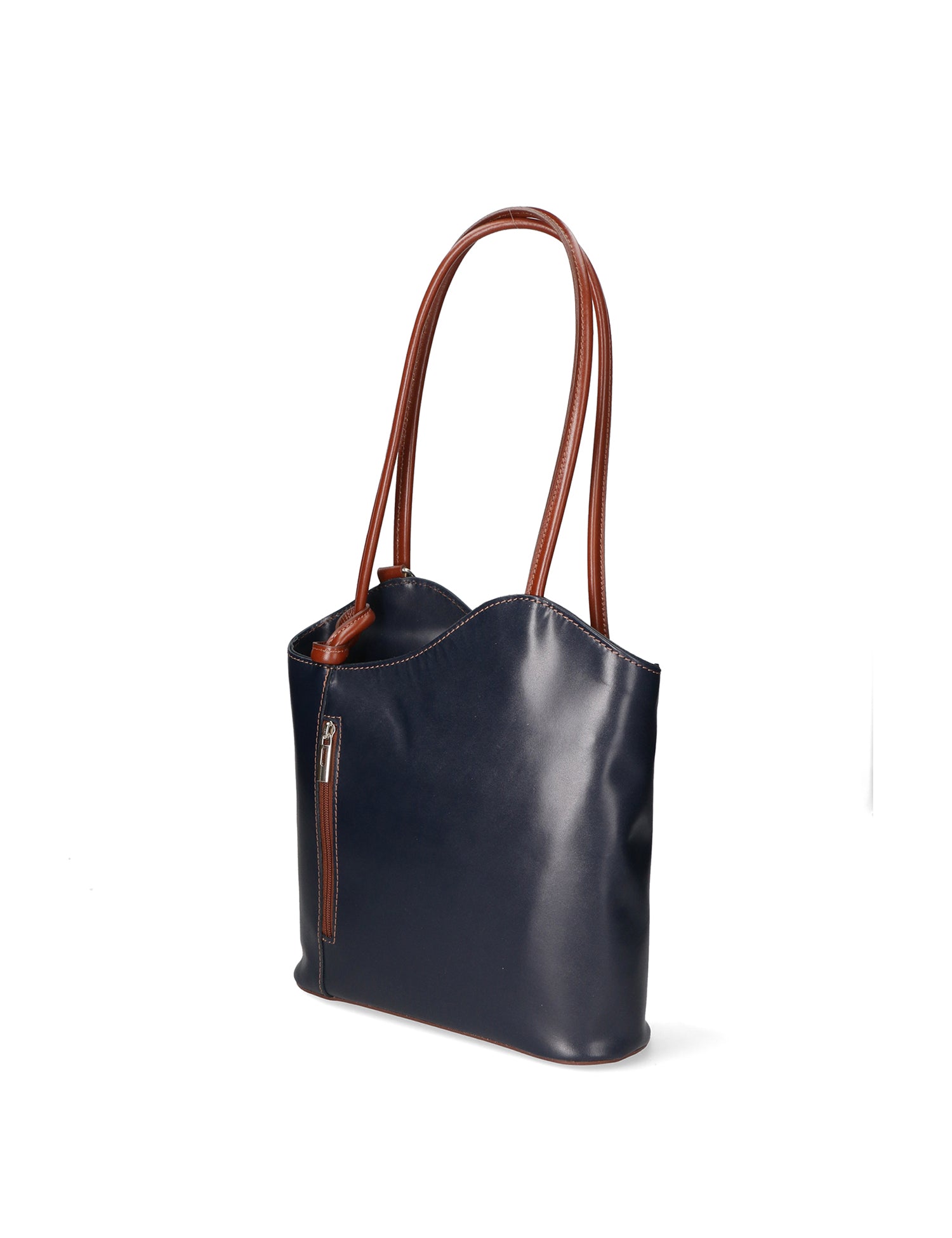 Fabiola Borsa a spalla da donna 100% pelle 9039-BLU MARRONE Gave Lux