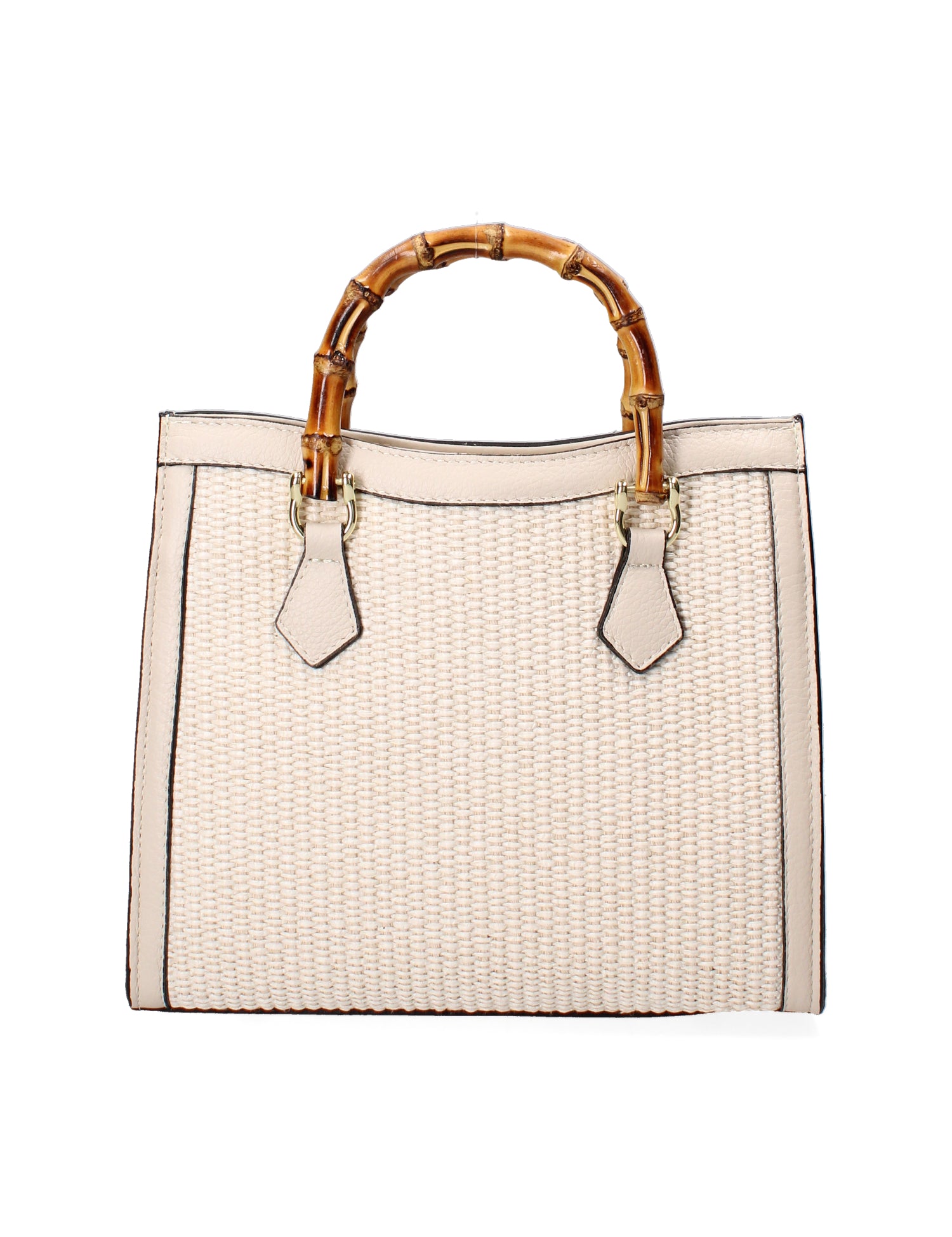 Aella Borsa a mano da donna Paglia e Vera Pelle 5097-148 BEIGE+D37 LATTE Gave Lux