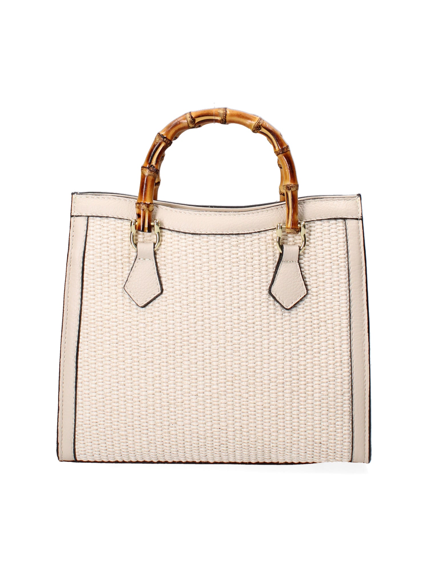 Aella Borsa a mano da donna Paglia e Vera Pelle 5097-148 BEIGE+D37 LATTE Gave Lux