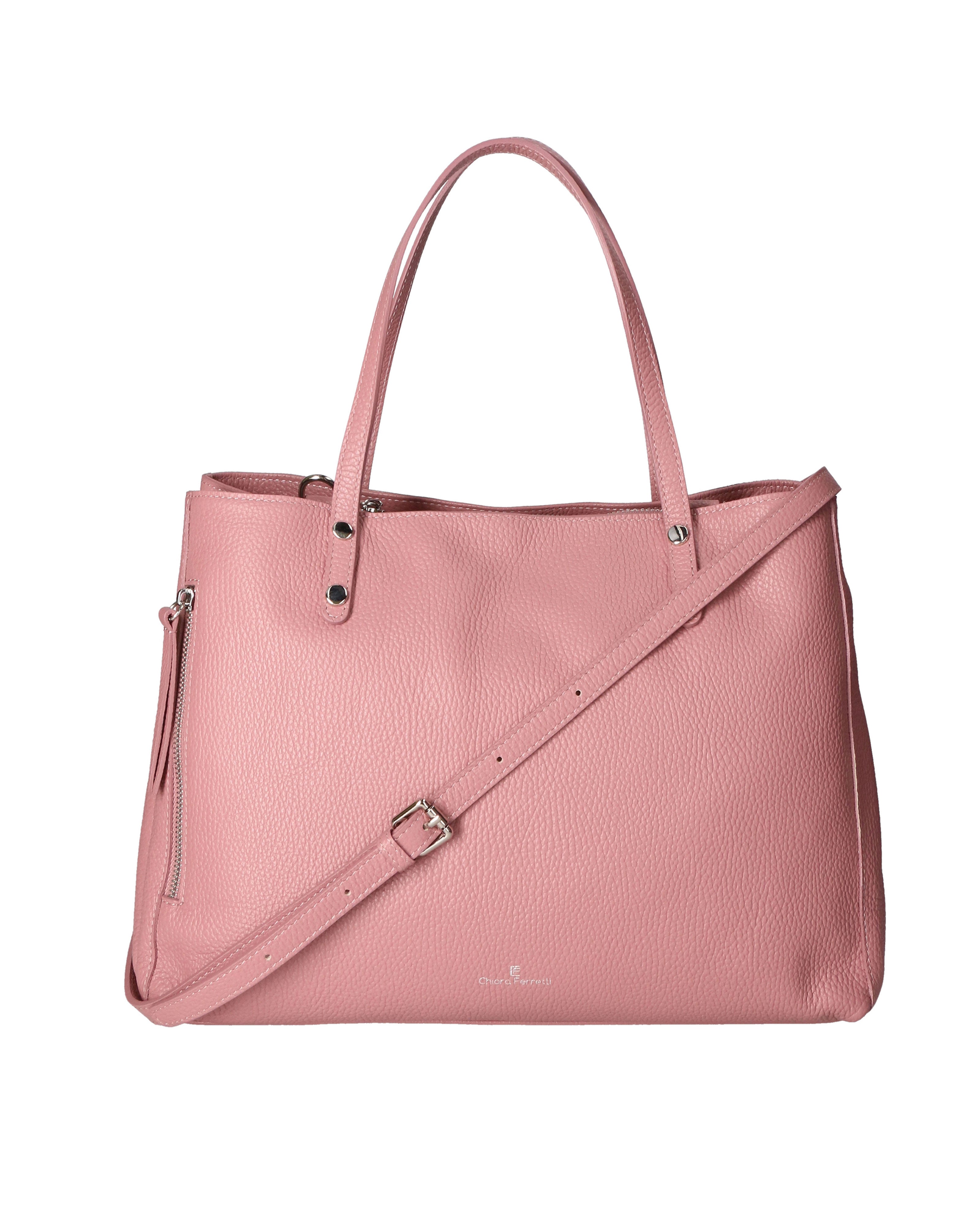 Silvana Plus Borsa a spalla da donna Vera pelle 7017-D73 ROSA ANTICO ANTIQUE PINK Chiara Ferretti