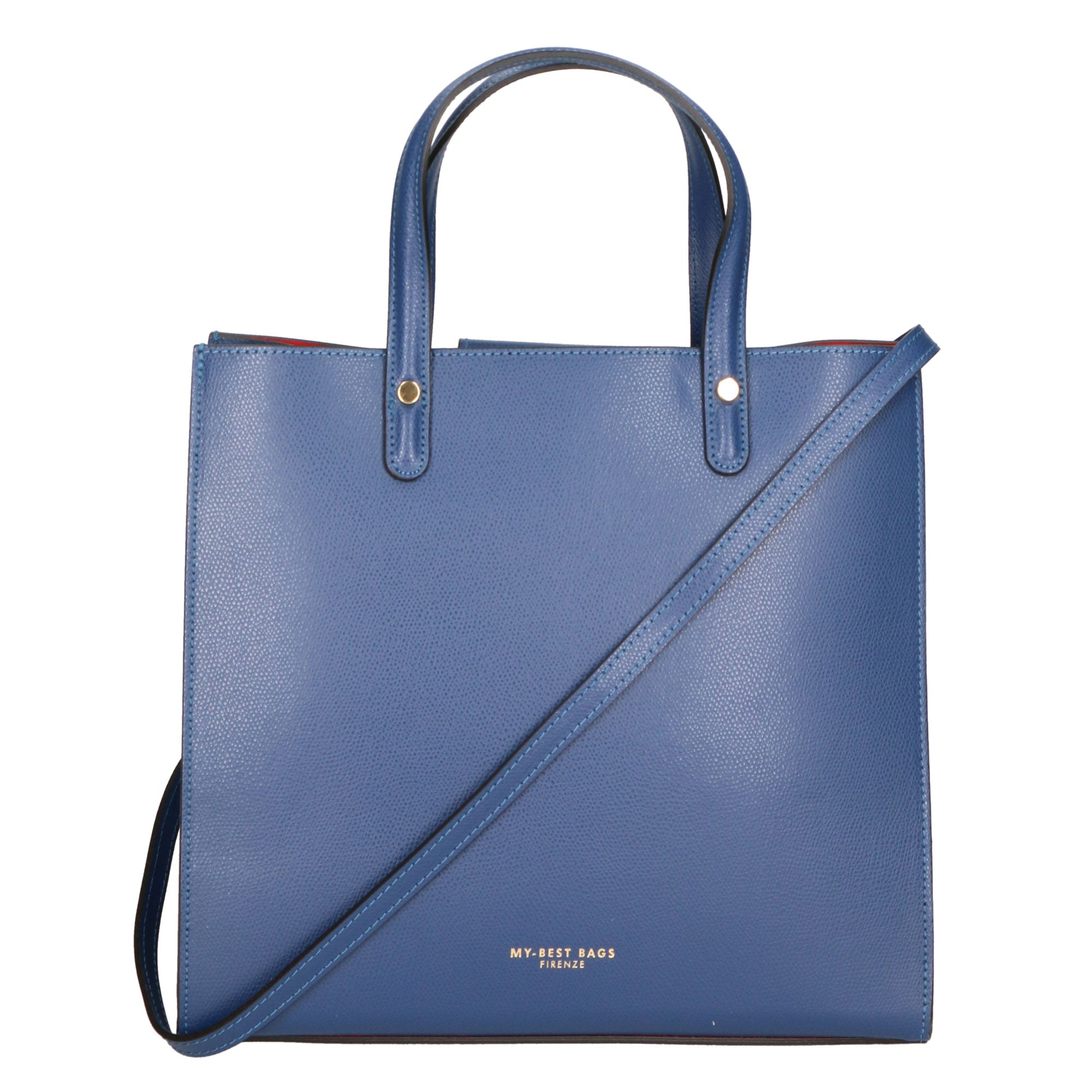 Borsa a mano da donna 100% pelle artigianale MYB-6016-FW-P 634 BLUJEANS My Best Bag