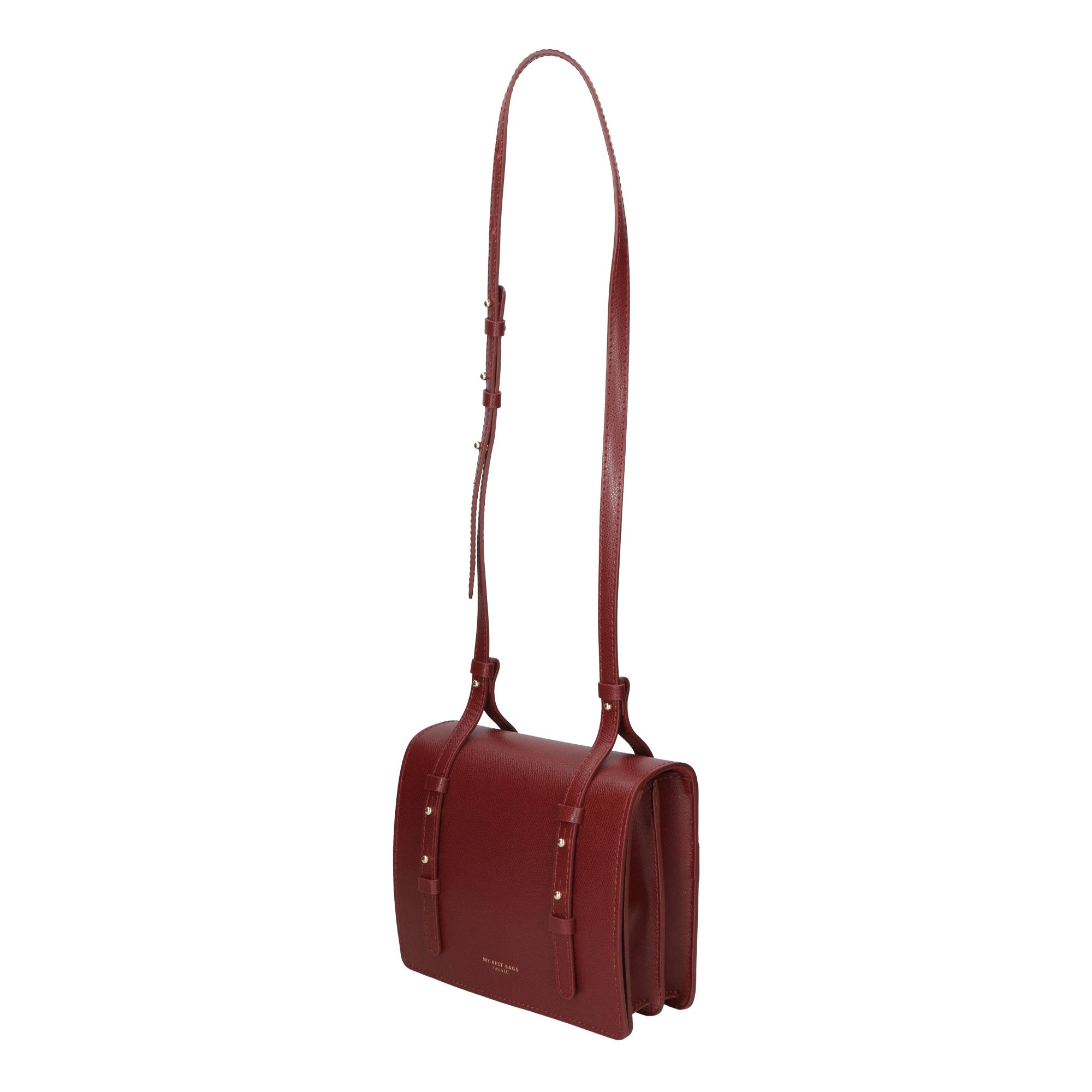 Borsa a tracolla da donna 100% pelle MYB-8003-FW-PL34 BORGOGNA My Best Bag