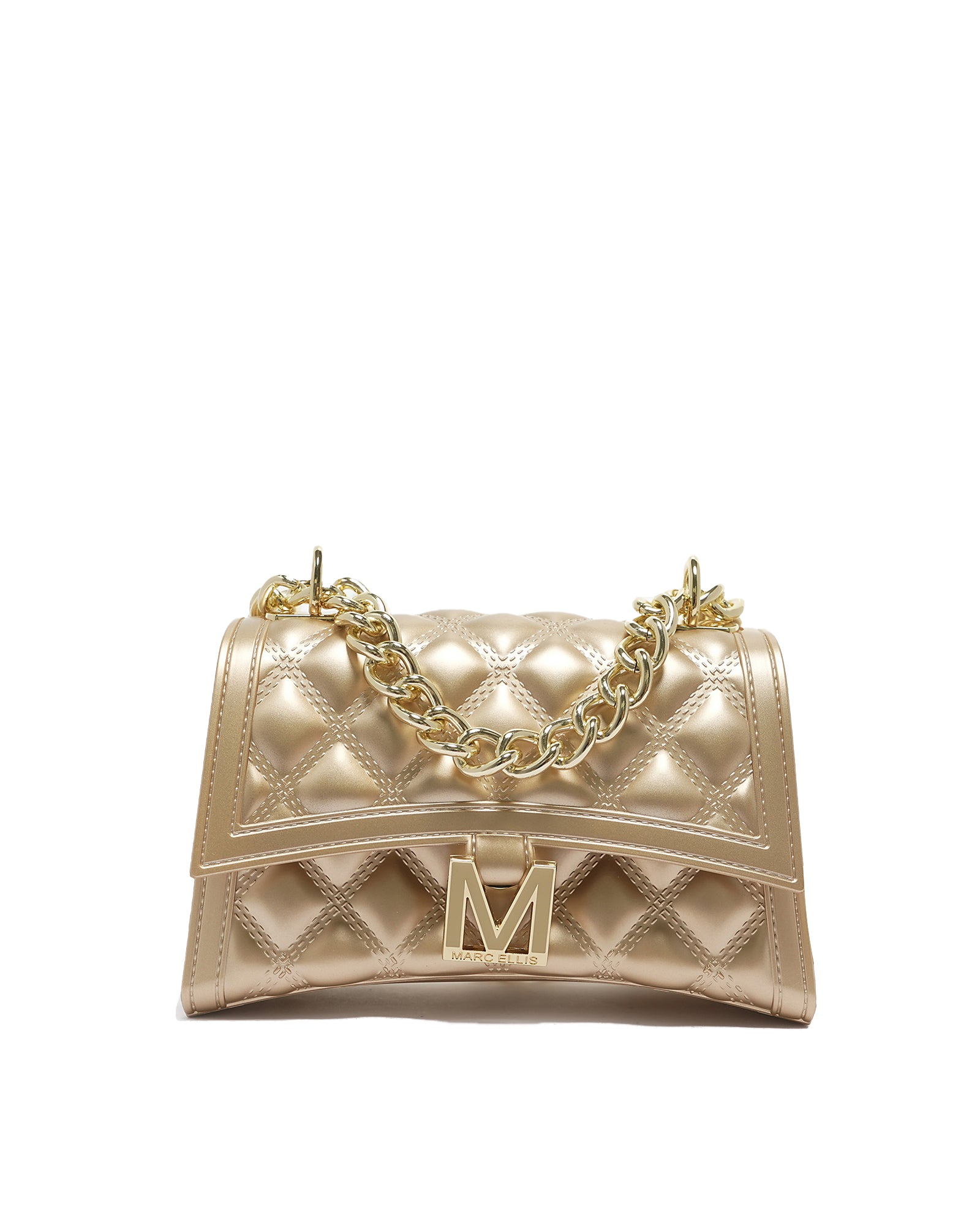 Borsa a mano da donna 100% Pvc FLAT RHOMBUS S-GOLD + LIGHT GOLD Marc Ellis