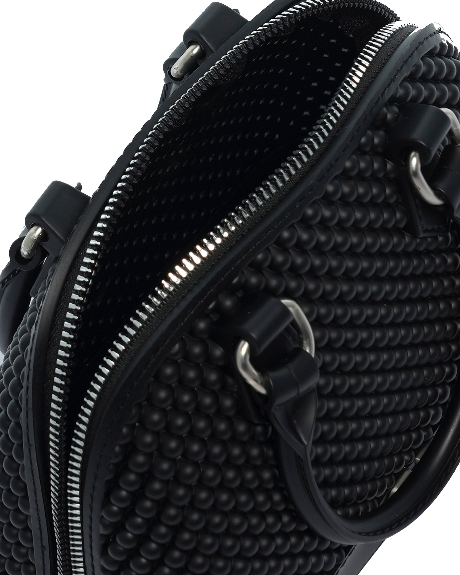 Borsa a mano da donna 100% Pvc FLAT XS BALL-BLACK + OFF SILVER Marc Ellis