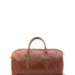 Borsa da viaggio unisex in vera pelle 100% cotone 4514-MARRONE Alessia Firenze