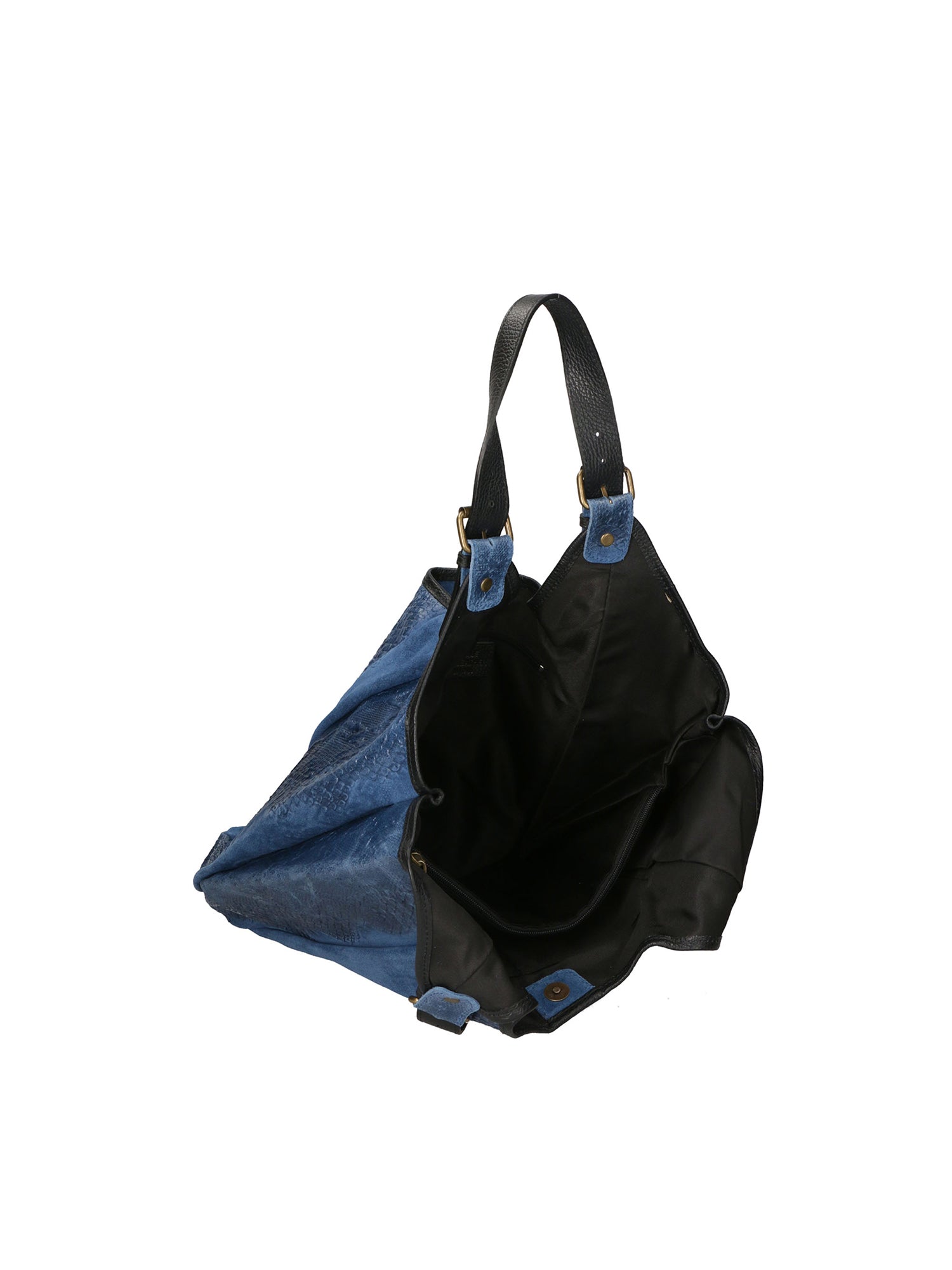 Denise Borsa a spalla da donna Pelle scamosciata stampata 80011-BLU Gave Lux