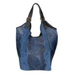 Denise Borsa a spalla da donna Pelle scamosciata stampata 80011-BLU Gave Lux