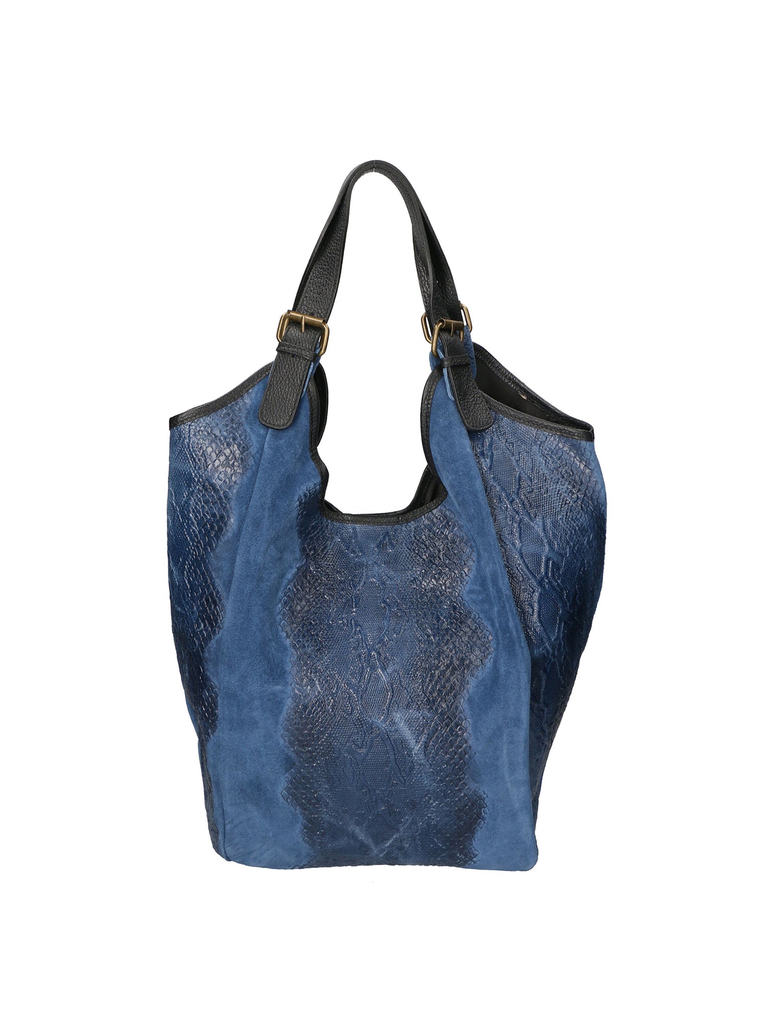 Denise Borsa a spalla da donna Pelle scamosciata stampata 80011-BLU Gave Lux