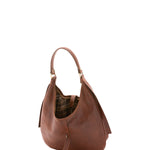 Borsa a spalla da donna 100% vera pelle 4607-MARRONE Alessia Firenze