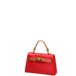 Borsa a mano da donna 100% vera pelle 07221-D58 ROSSO+D44 CUOIO Roberta Rossi