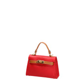 Borsa a mano da donna 100% vera pelle 07221-D58 ROSSO+D44 CUOIO Roberta Rossi