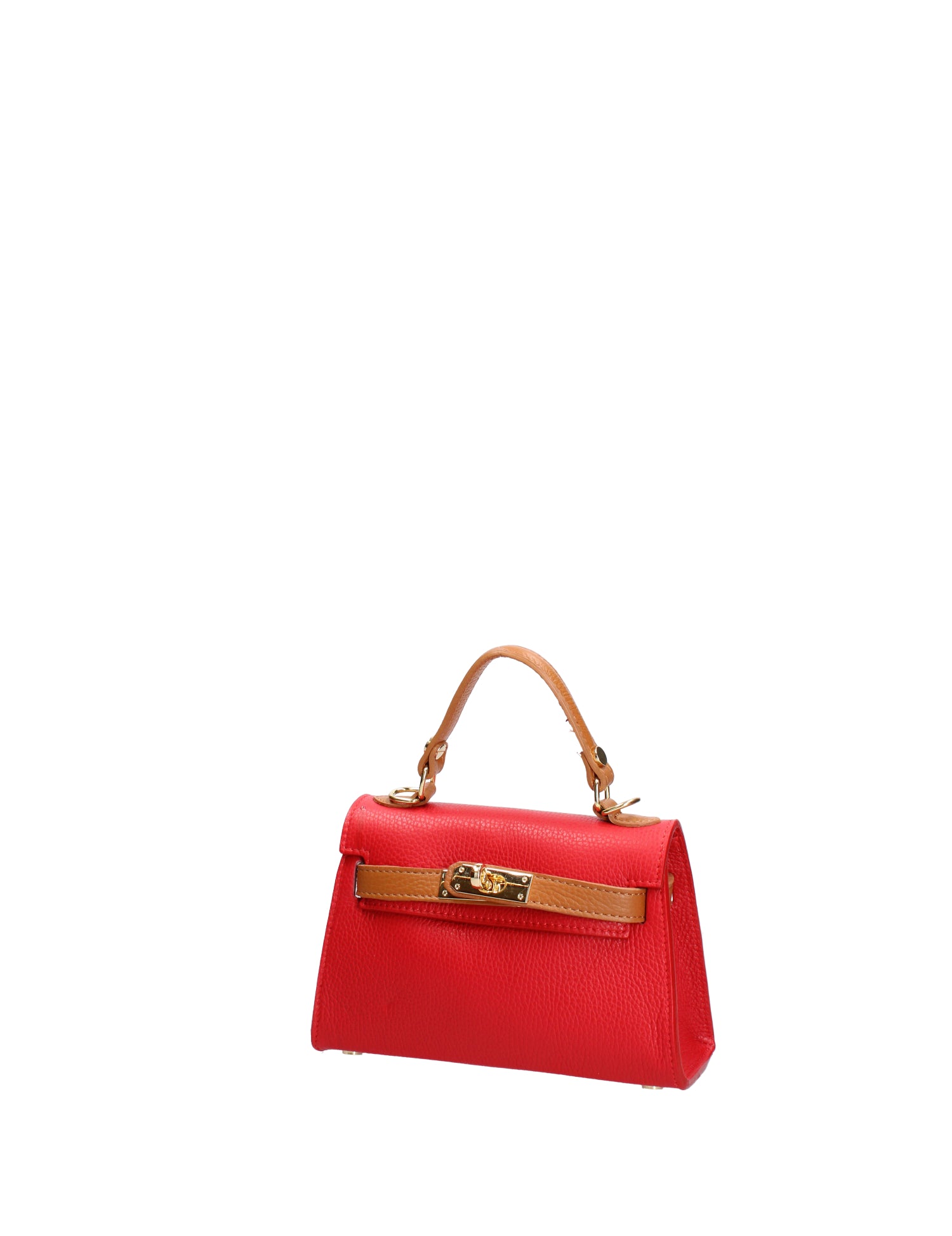 Borsa a mano da donna 100% vera pelle 07221-D58 ROSSO+D44 CUOIO Roberta Rossi