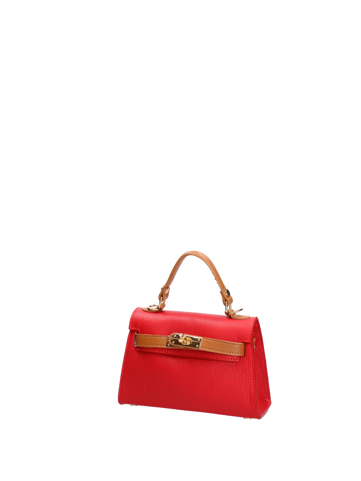 Borsa a mano da donna 100% vera pelle 07221-D58 ROSSO+D44 CUOIO Roberta Rossi