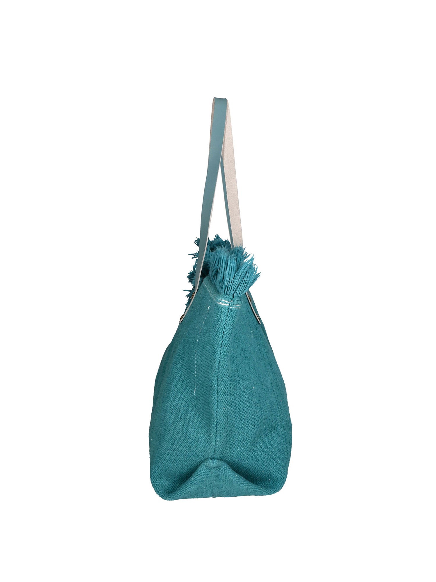 Agnese Borsa Shopper da donna Cotone e pelle 04649-D32 TURCHESE TURQUOISE Gave Lux