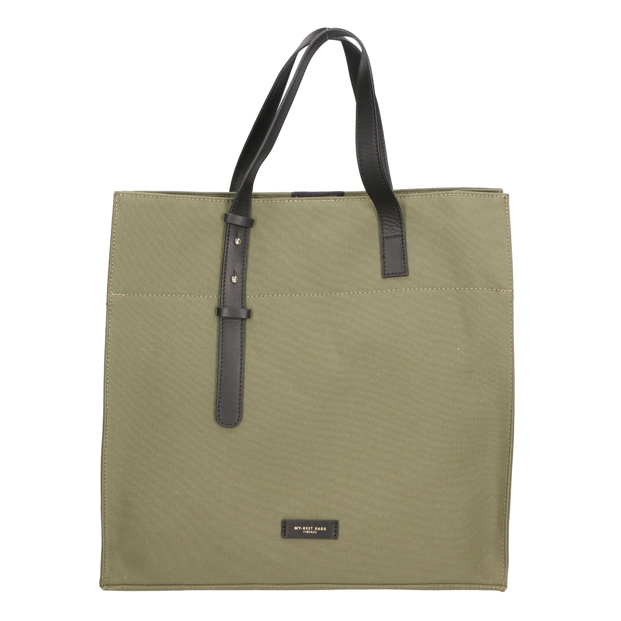 Borsa a mano da donna Vera pelle e cotone MYB-7037-SS-104 MILITARE My Best Bag