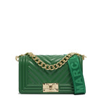 Borsa a mano da donna 100% Pvc FLAT S-EMERALD GREEN + LIGHT GOLD Marc Ellis