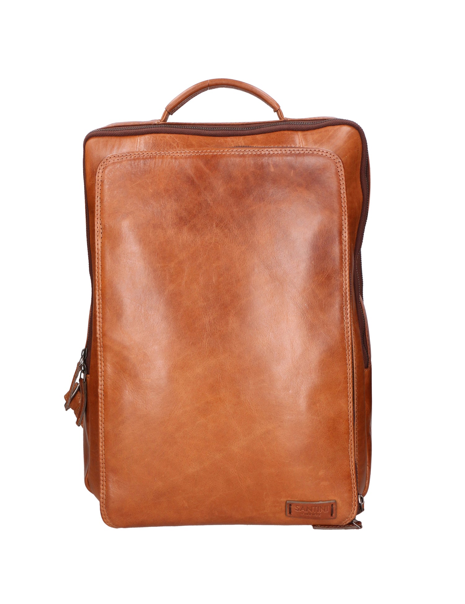 Zaino unisex in vera pelle Made in Italy Pelle di vacchetta ingrassata SN5863347-TAN Santini Firenze