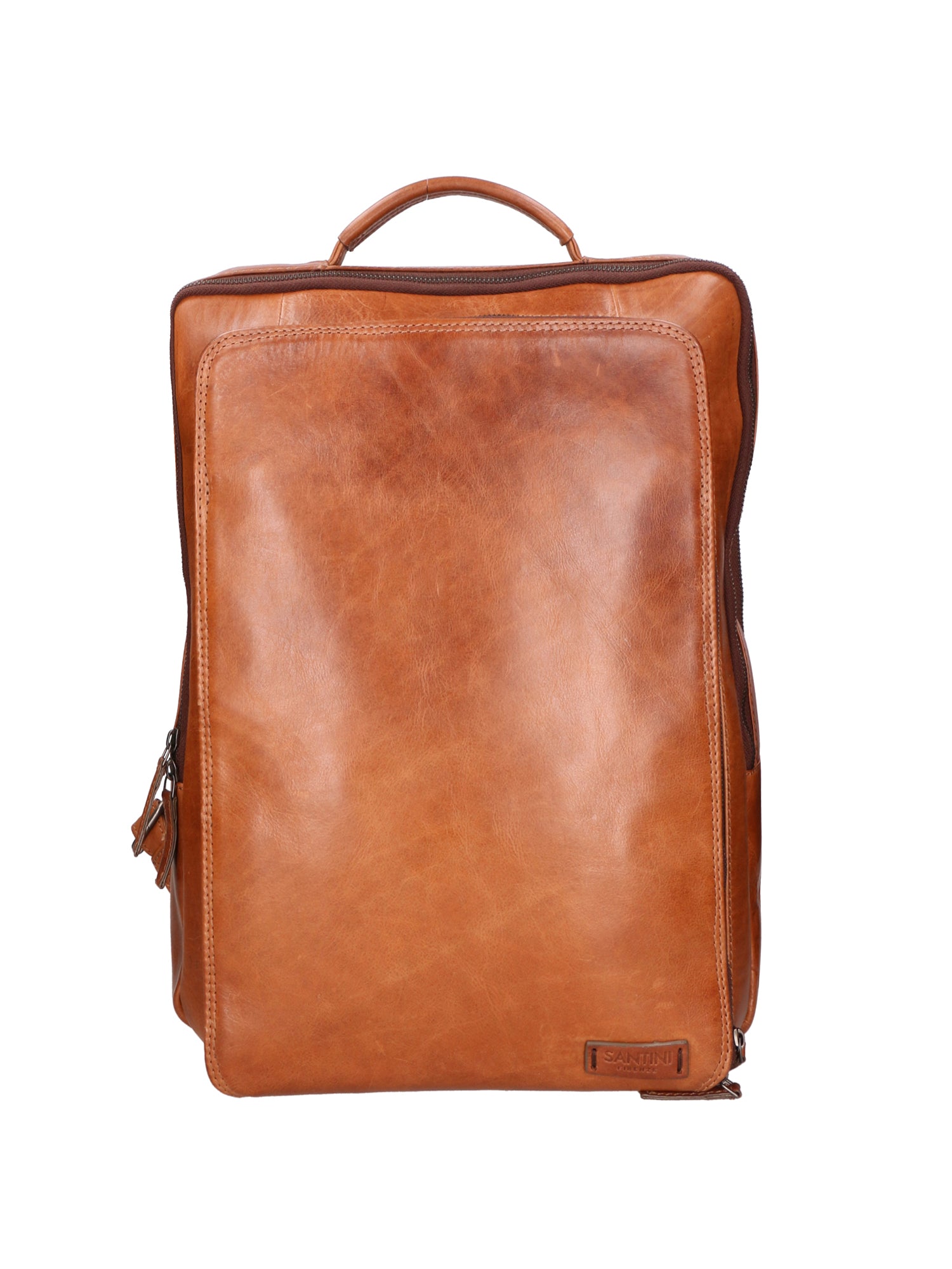 Zaino unisex in vera pelle Made in Italy Pelle di vacchetta ingrassata SN5863347-TAN Santini Firenze