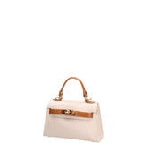 Borsa a mano da donna 100% vera pelle 07221-D37 LATTE+D44 CUOIO Roberta Rossi