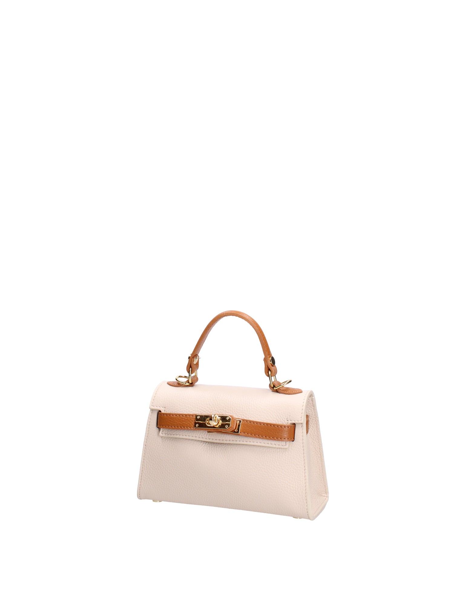 Borsa a mano da donna 100% vera pelle 07221-D37 LATTE+D44 CUOIO Roberta Rossi