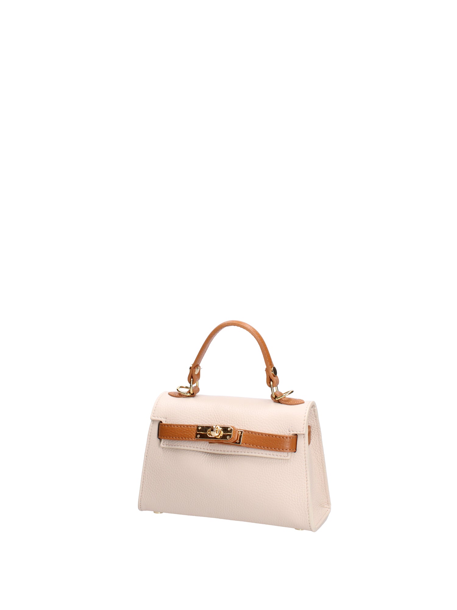 Borsa a mano da donna 100% vera pelle 07221-D37 LATTE+D44 CUOIO Roberta Rossi