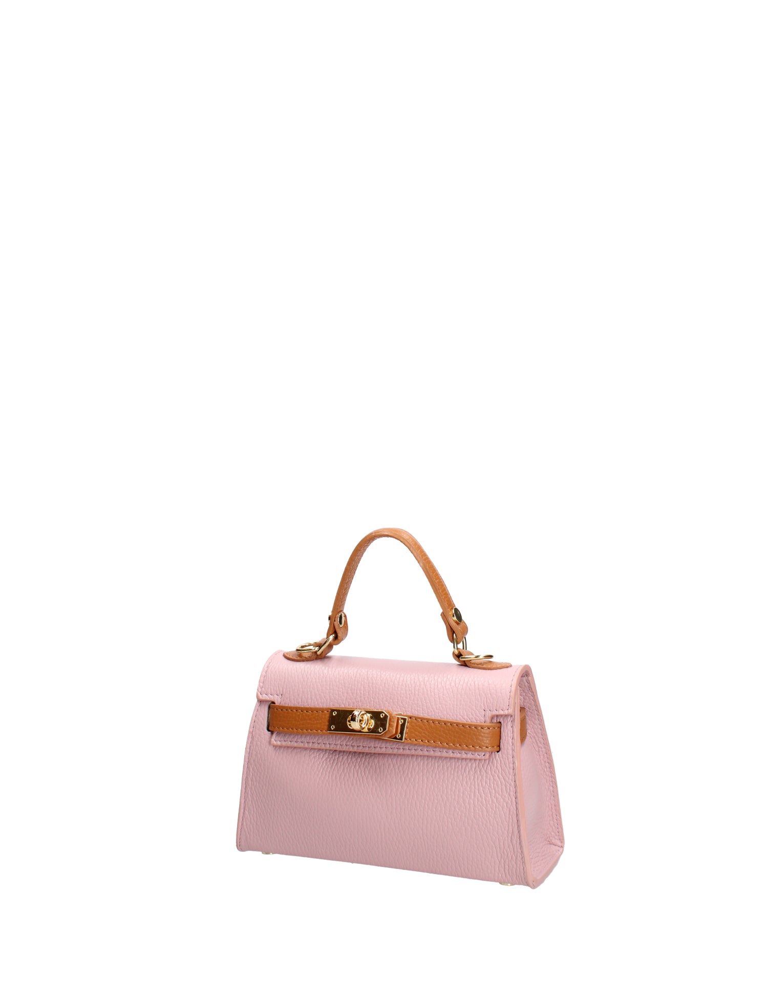 Borsa a mano da donna 100% vera pelle 07221-D56 PINK+D44 CUOIO Roberta Rossi