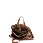Borsa a mano unisex in vera pelle 100% cotone 4453-MARRONE Alessia Firenze