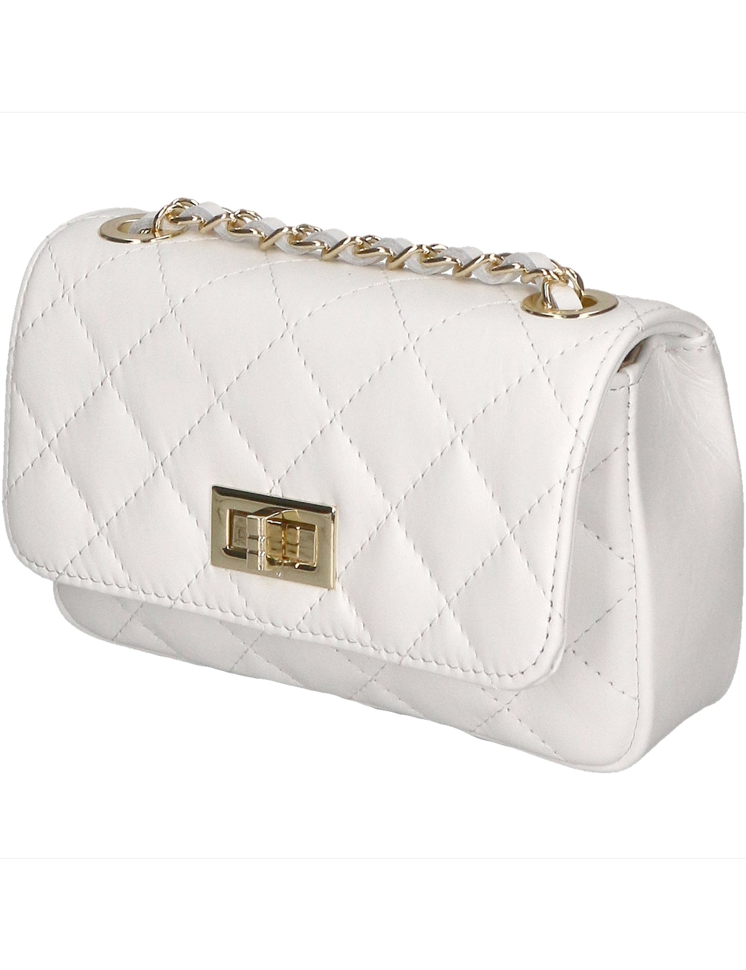 Carolina Borsa a spalla da donna Vera pelle 1073-S01 BIANCO Gave Lux