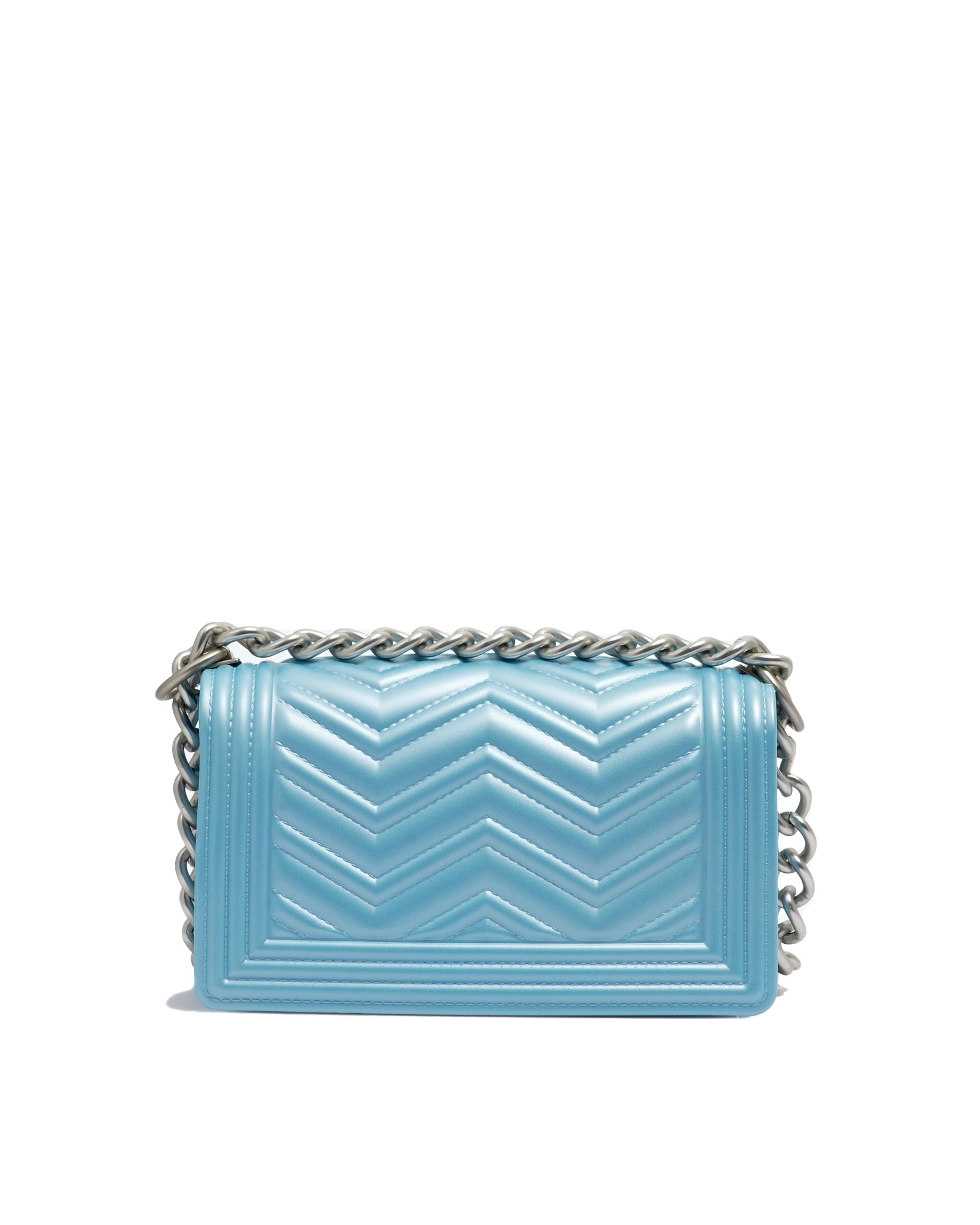 Borsa a mano da donna 100% Pvc FLAT XS MANHATTAN-NORSE BLUE + OFF SILVER Marc Ellis