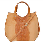 Elda Borsa a mano da donna Vera pelle croco 80046 1-CUOIO Gave Lux