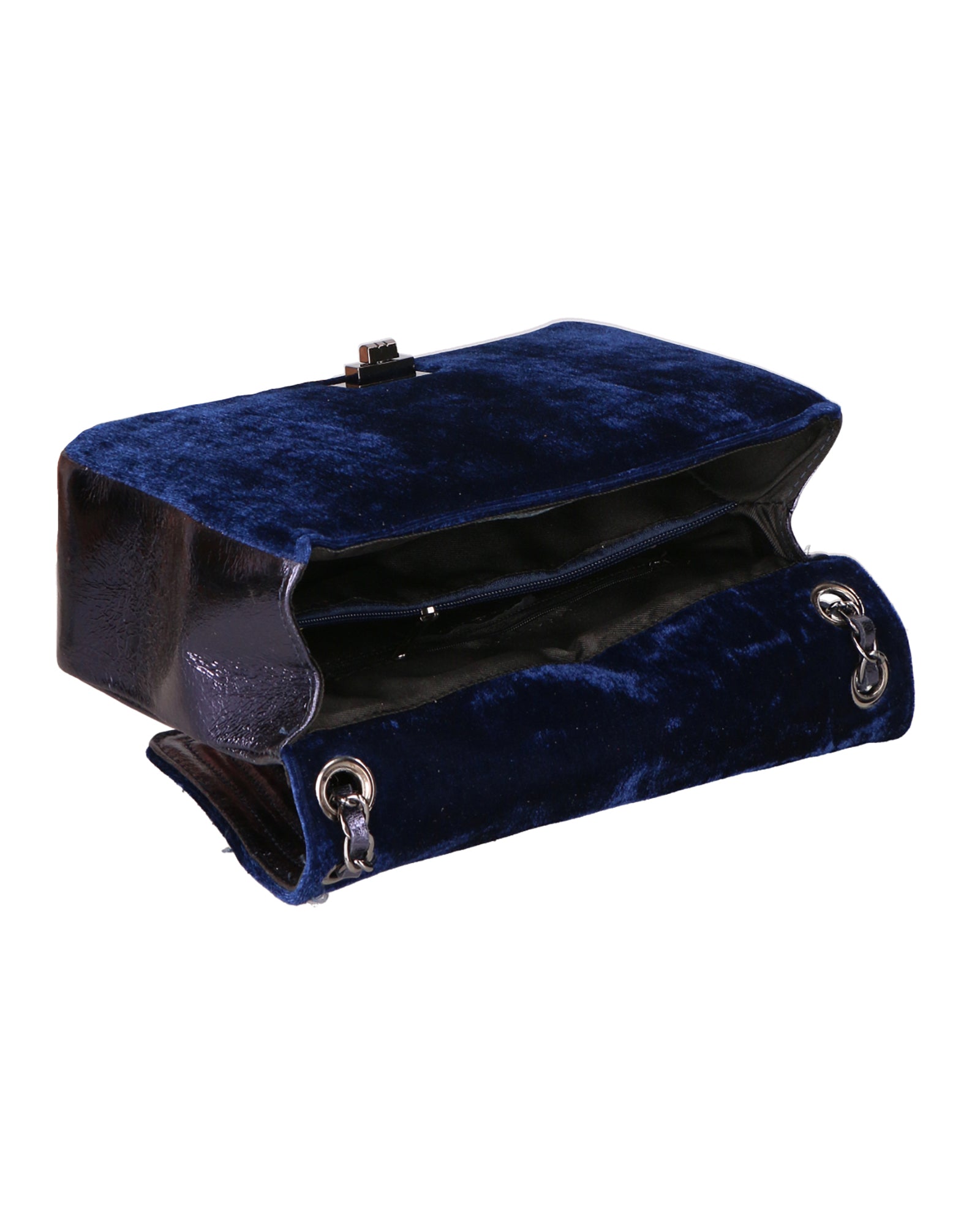 Valeriana Borsa a tracolla da donna Velluto e pelle 1139-BLU Gave Lux