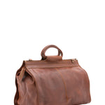 Borsa da viaggio unisex in vera pelle 100% cotone 4563-MARRONE Alessia Firenze
