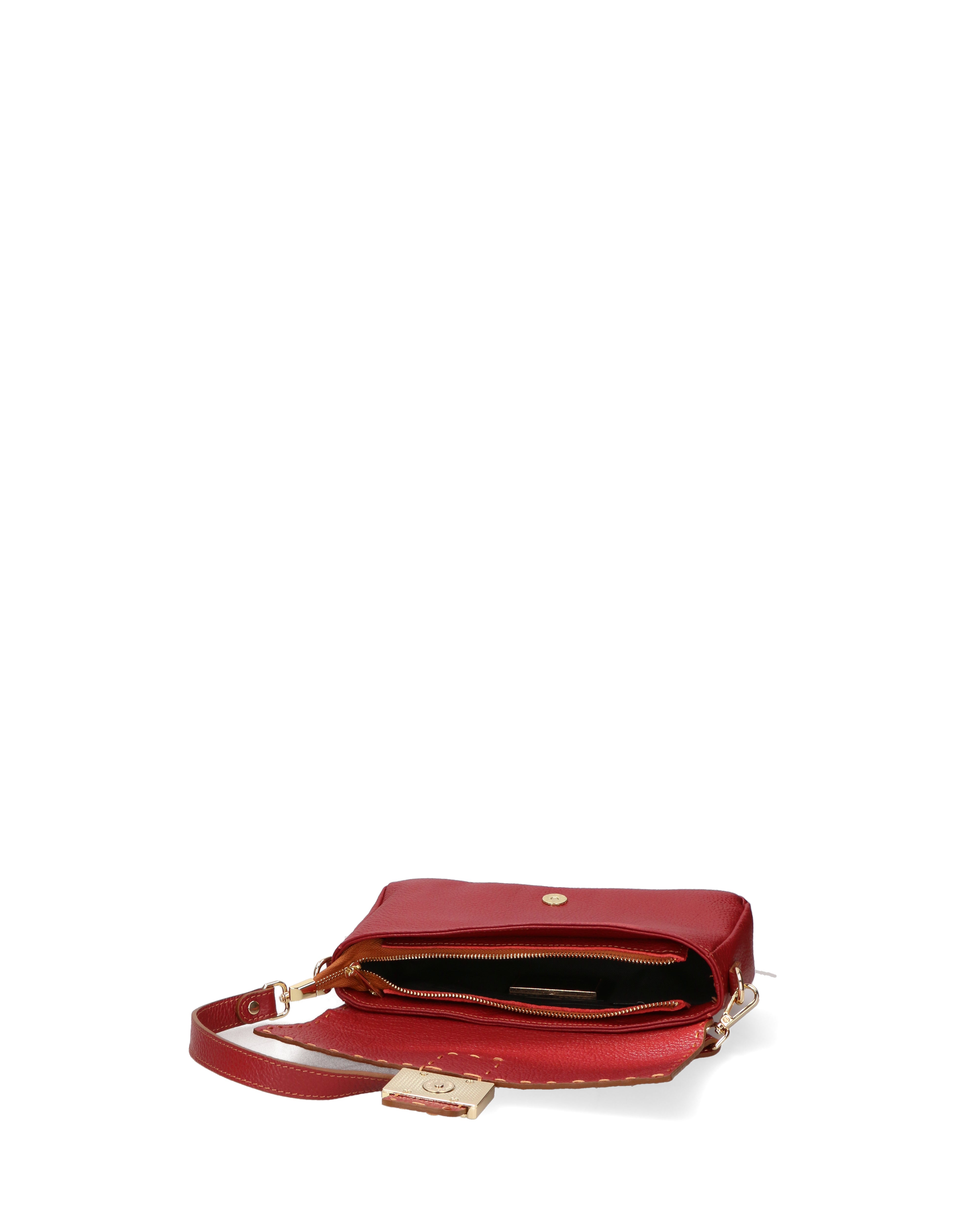 Wally Borsa a spalla da donna Vera pelle 06869-D10 ROSSO SCURO Gave Lux
