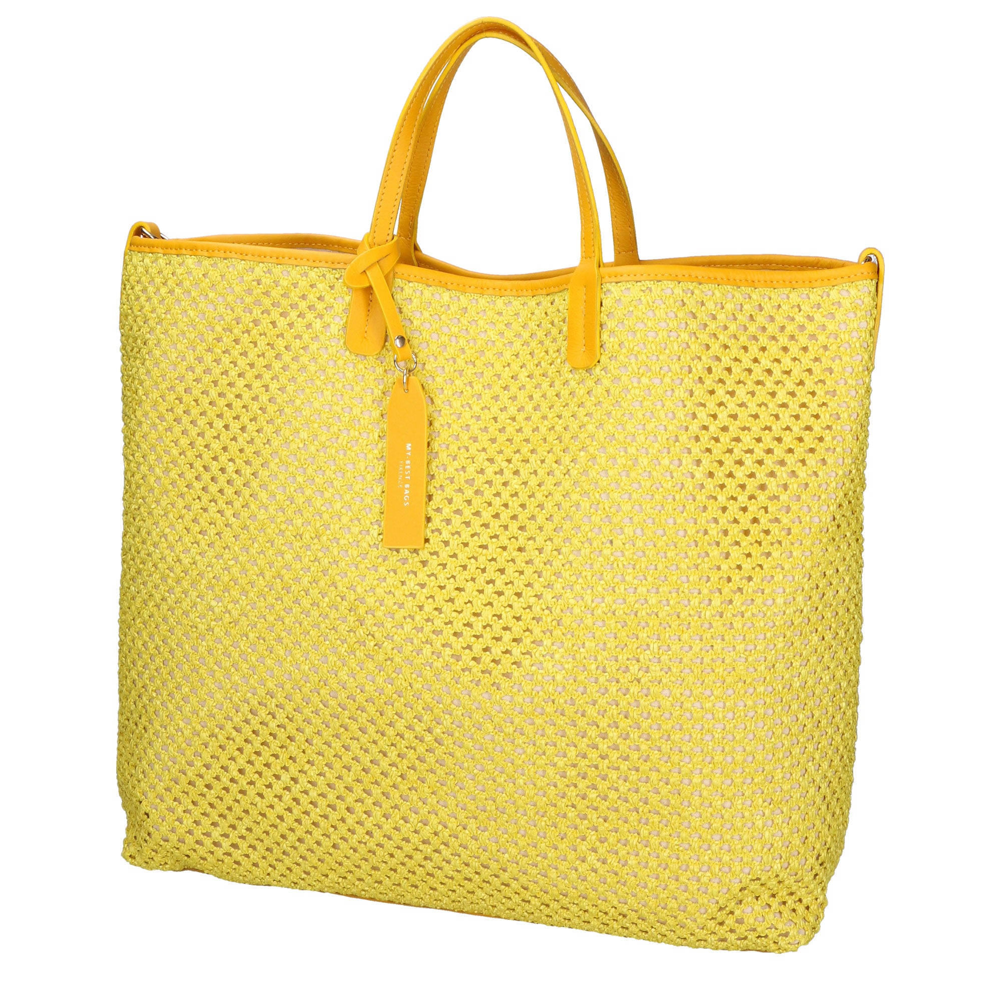 Borsa a mano da donna Paglia e pelle MYB-7027-SS-GIALLO My Best Bag