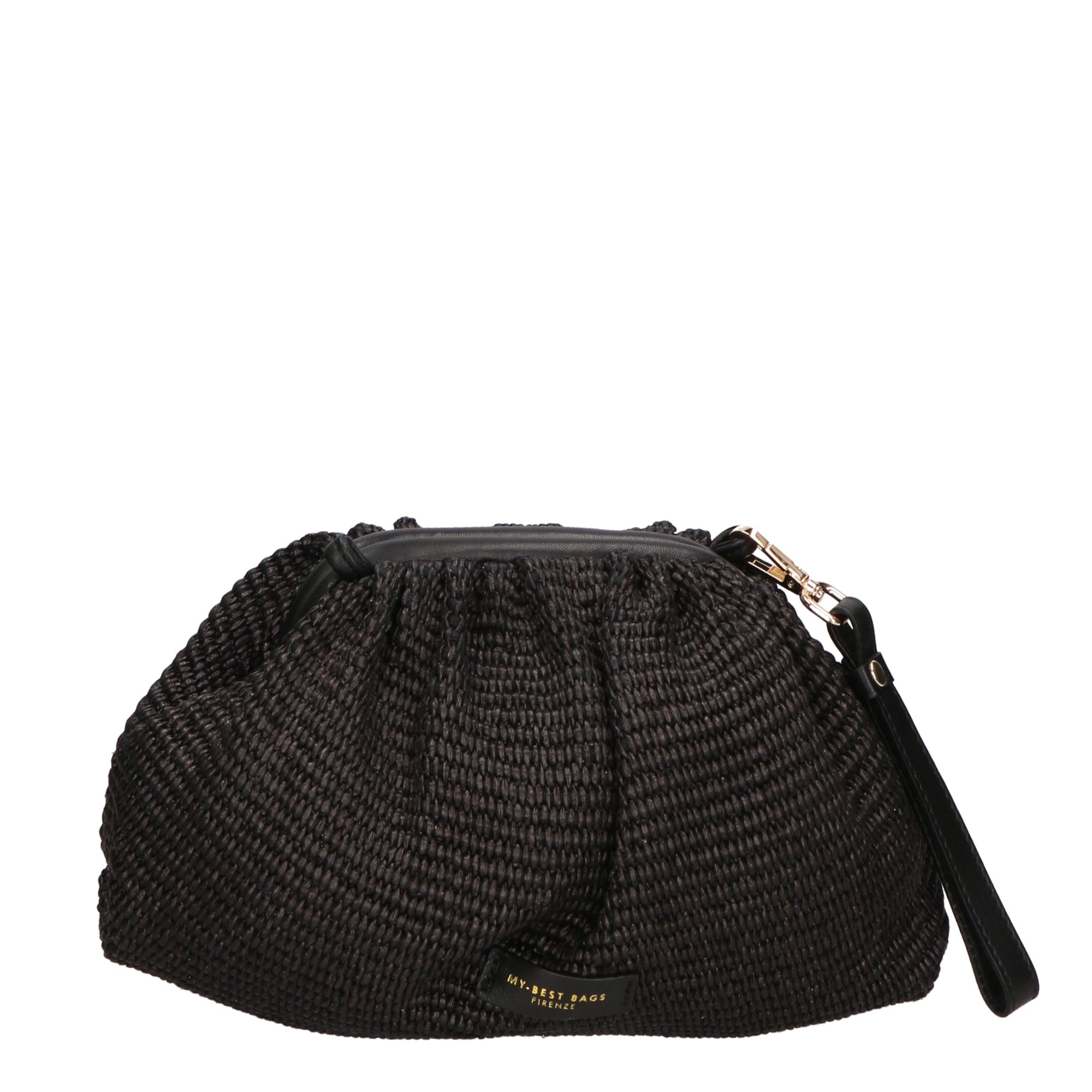 Borsa a tracolla da donna Paglia e pelle MYB-7011-SS-NERO 61+12 TABRU My Best Bag