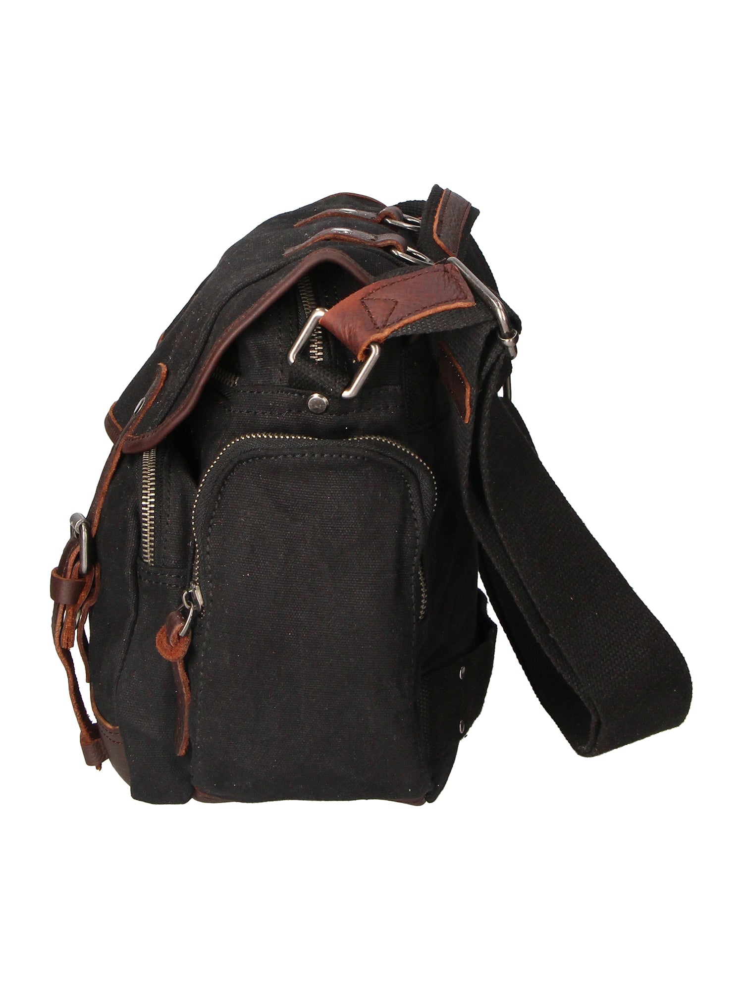 Mia Borsa a tracolla unisex Canvas e vera pelle ZG3003-NERO BLACK Gave Lux