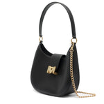 Borsa a spalla da donna 100% Pvc FLAT NEW YORK-BLACK + OFF GOLD Marc Ellis