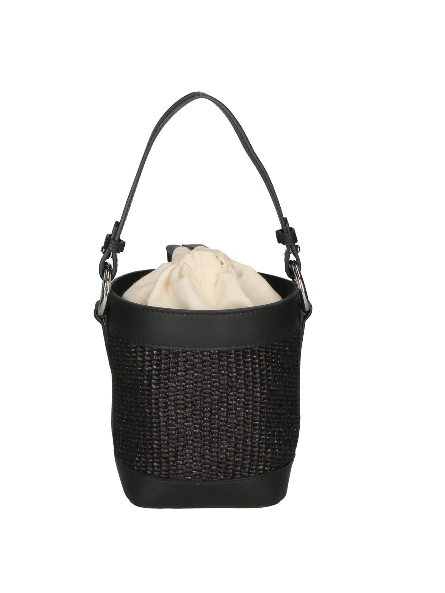 Borsa a secchiello da donna Misto pelle e tessuto MYB-05166-SS-12+S28 NERO My Best Bag