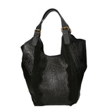 Denise Borsa a spalla da donna Pelle scamosciata stampata 80011-NERO BLACK Gave Lux