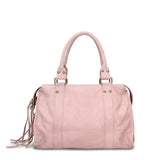 Borsa a Spalla in Genuine Printed Suede Leather Rosa