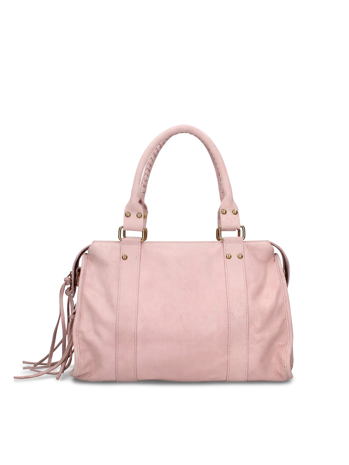 Borsa a Spalla in Genuine Printed Suede Leather Rosa