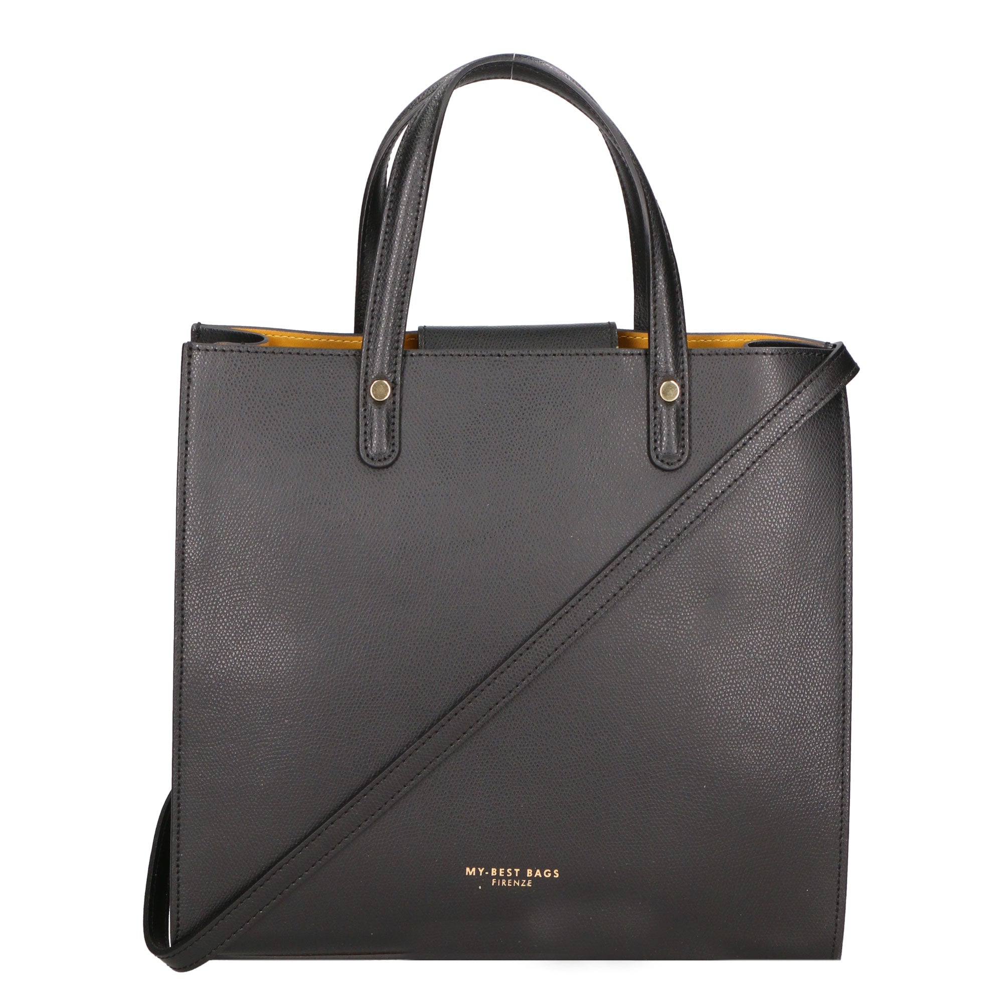 Borsa a mano da donna 100% pelle artigianale MYB-6016-FW-P 636 NERO BLACK My Best Bag