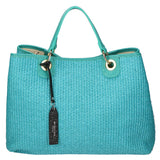 Borsa a mano da donna Misto pelle e tessuto Made in Italy 30x37,5x16 cm