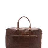 Borsa da viaggio unisex vera pelle 100% cotone 4562-TESTA DI MORO Alessia Firenze