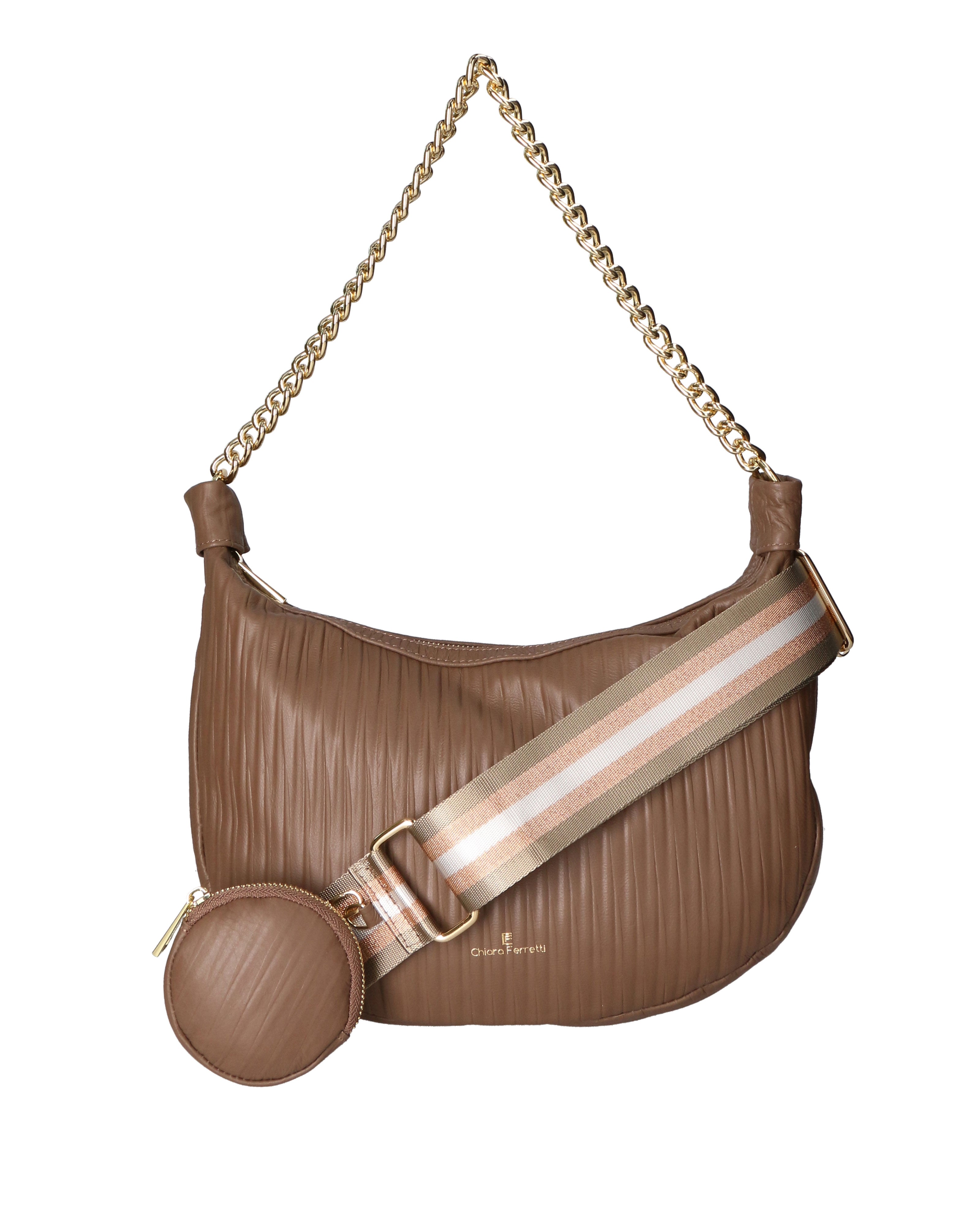 Zelia Nova Borsa a spalla da donna Vera pelle 03818-S11 TAUPE SCURO Chiara Ferretti