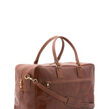 Borsa da viaggio unisex vera pelle 100% cotone 4562-MARRONE Alessia Firenze