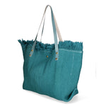 Agnese Borsa Shopper da donna Cotone e pelle 04649-D32 TURCHESE TURQUOISE Gave Lux