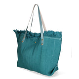 Agnese Borsa Shopper da donna Cotone e pelle 04649-D32 TURCHESE TURQUOISE Gave Lux