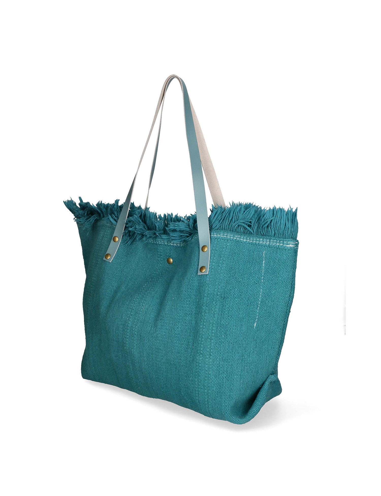 Agnese Borsa Shopper da donna Cotone e pelle 04649-D32 TURCHESE TURQUOISE Gave Lux